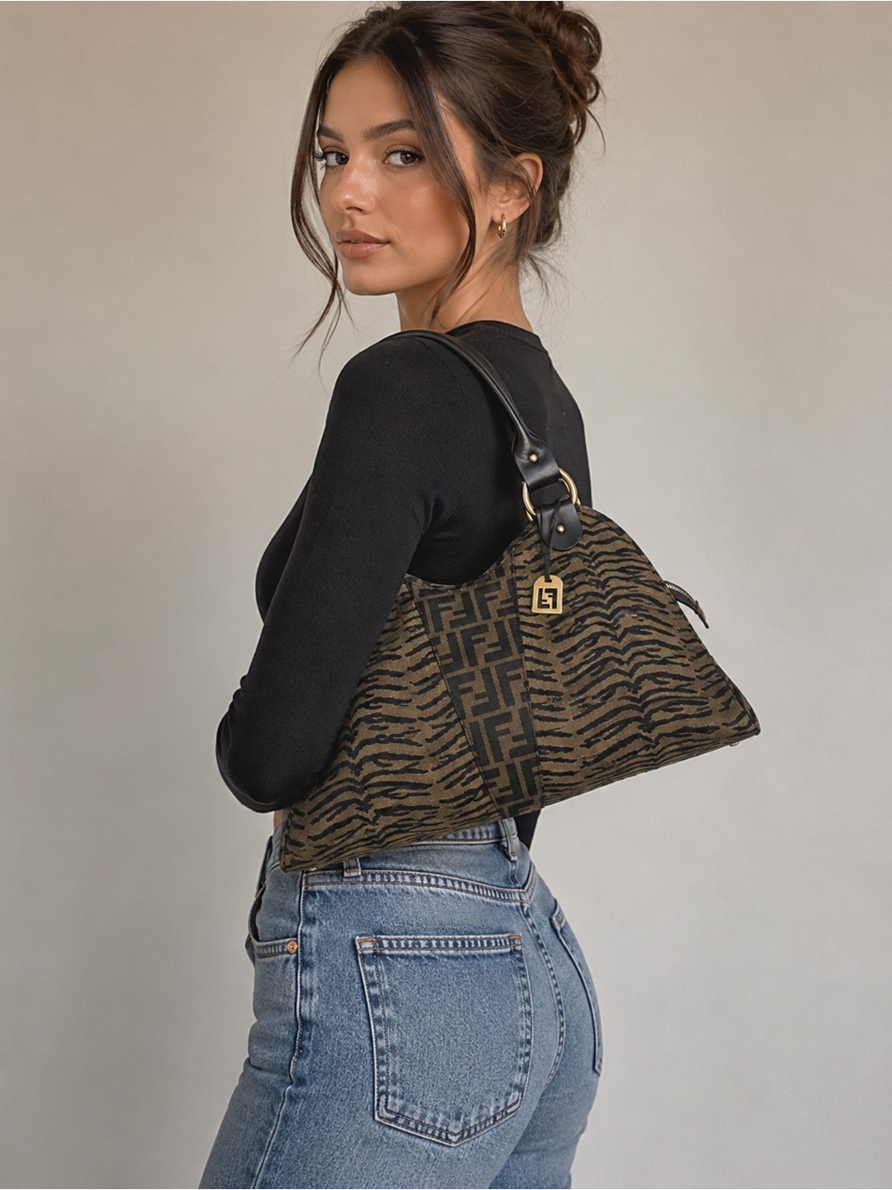 Fendi Vintage Zucca Zebra Devil Trapezio handbag